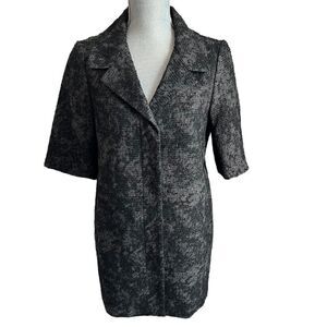 Ann Taylor Elbow Sleeve Jacket Womens Small Grey Long Blazer Textured Pockets